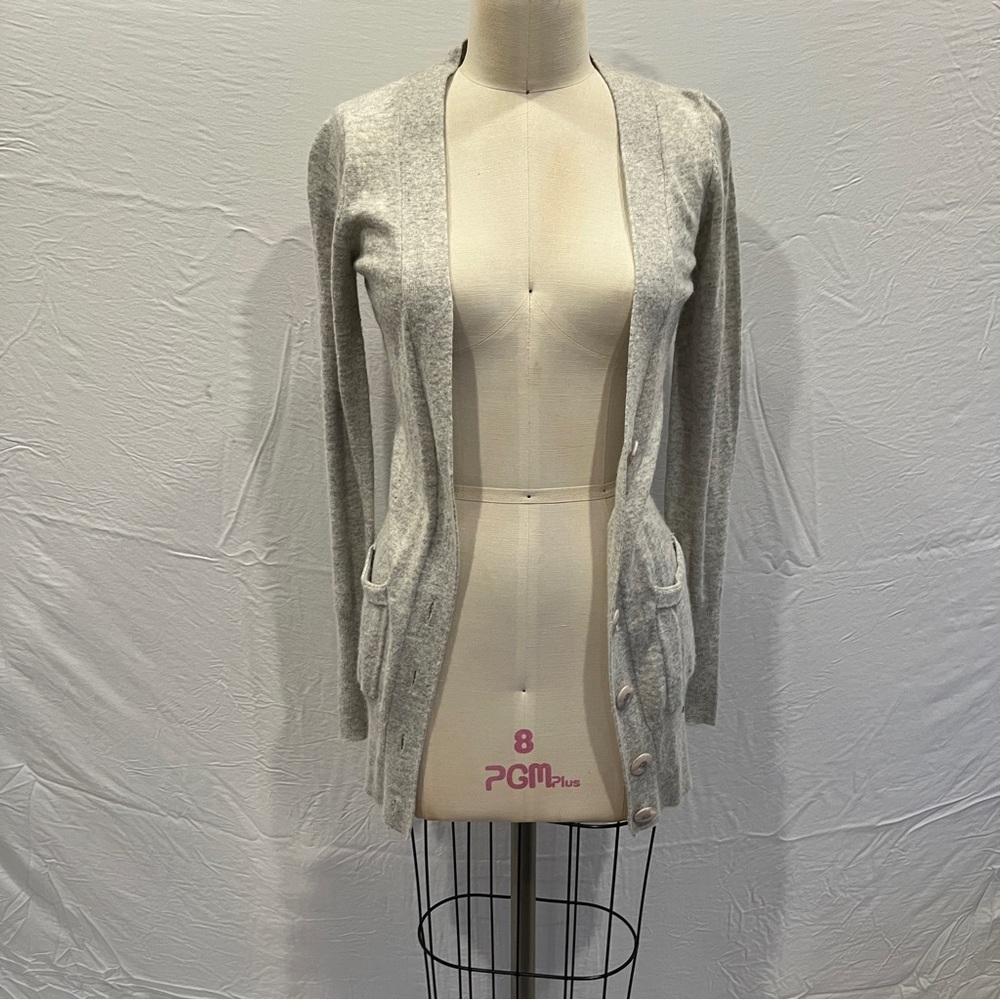 TCEC Gray Lightweight Open-Front Cardigan